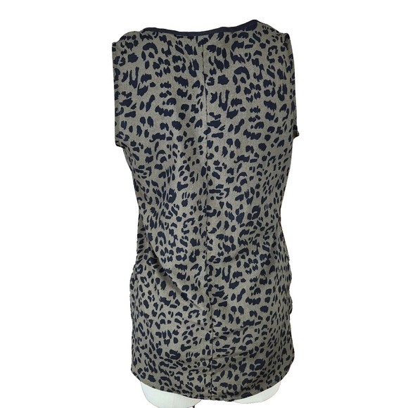 Womens Apt. 9 Tunic Top Sleeveless Animal Print Blouse V neck 1/2 Zip Small - Picture 2 of 4